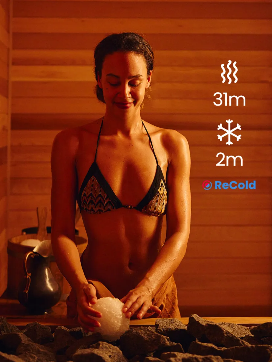 recold sauna ice bath tracker p2 sauna woman stats